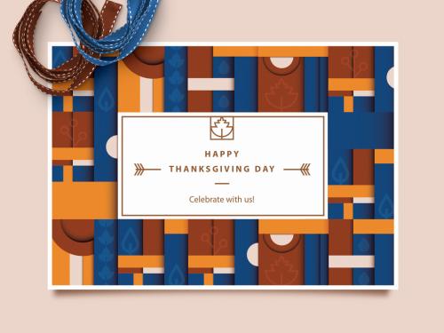 Adobe Stock - Geometric Pattern Thanksgiving Card Layout - 293434468