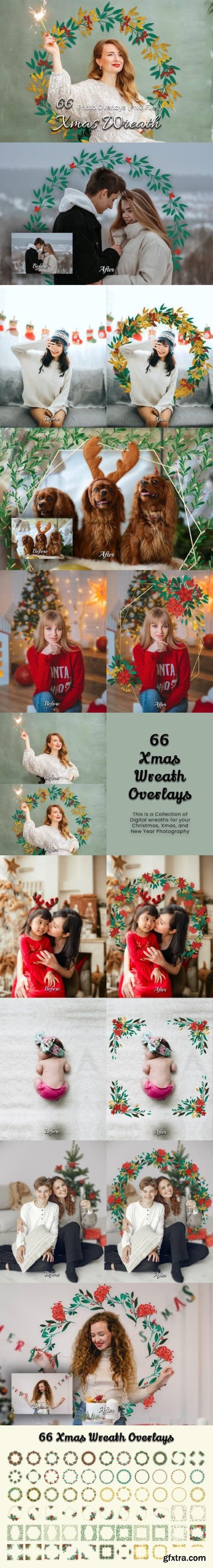66 Xmas Wreath Photoshop Overlays