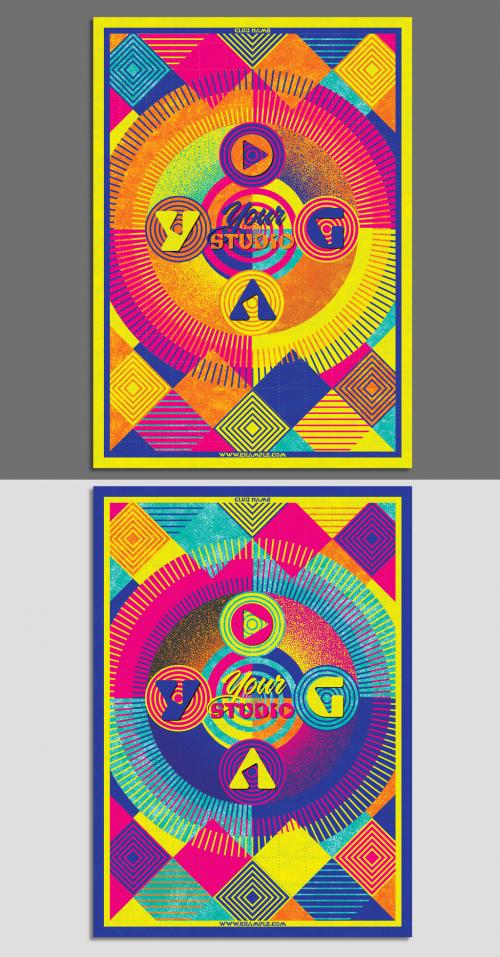 Adobe Stock - Abstract Flyer Layout with Colorful Geometric Pattern - 293437287