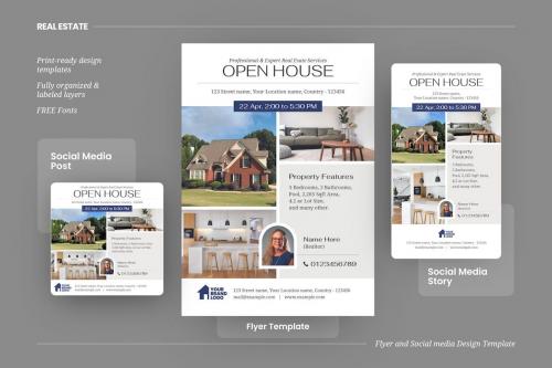Real Estate Open House Flyer & Social Media Kit