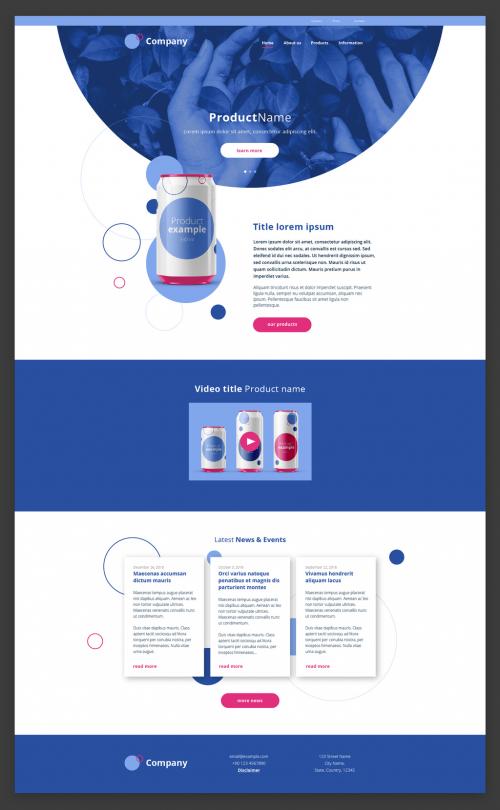 Adobe Stock - Homepage Website Design Layout with Blue and Pink Accents - 294951493