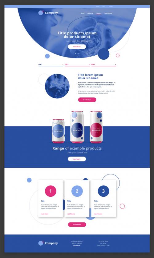 Adobe Stock - Product Page Website Design Layout with Blue and Pink Accents - 294951508