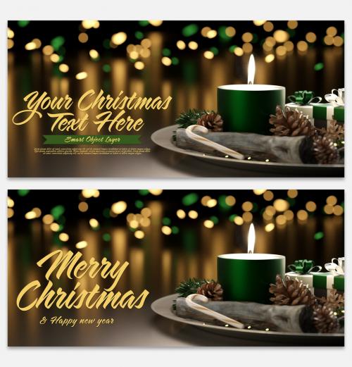 Adobe Stock - Christmas Scene Mockup with Green Elements - 295099568