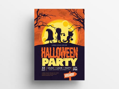 Adobe Stock - Halloween Flyer Layout with Cartoon-Style Illustrations - 295113289