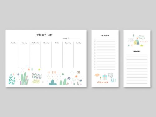 Adobe Stock - Illsutrative Weekly Planner with Notes and To Do List Layouts - 295941624