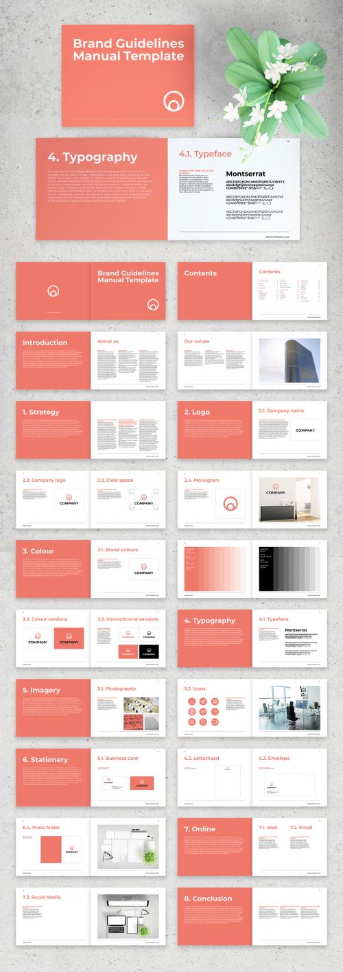 Adobe Stock - Brand Guidelines Manual Layout with Pink Elements - 296074893