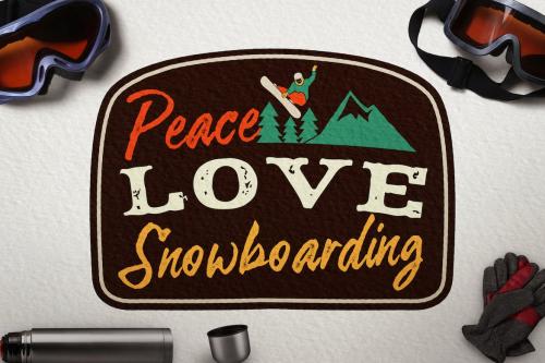 Snowboarding Badge, Vintage Winter Logo Patch