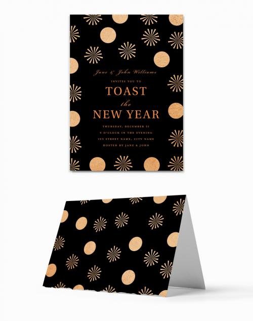 Adobe Stock - Happy New Year Party Invitation Layout with Fireworks - 296618761