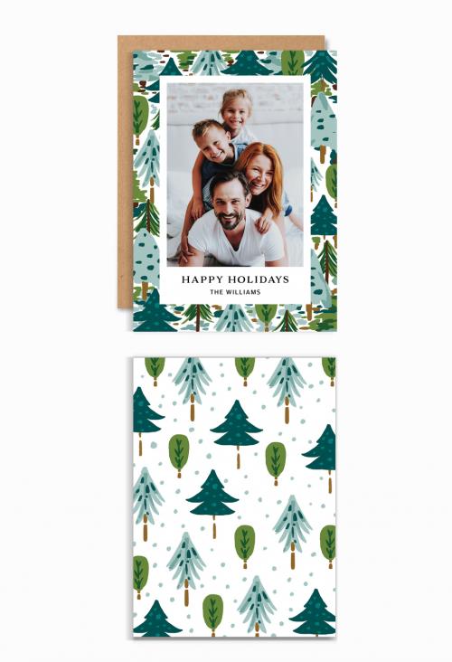 Adobe Stock - Holiday Card Layout with Christmas Trees - 296618832
