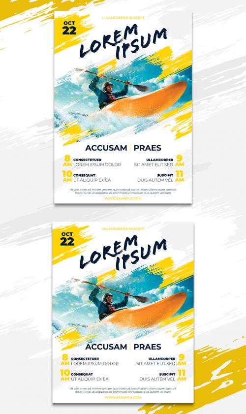 Adobe Stock - Yellow Flyer Layout with Brush Elements - 296814220