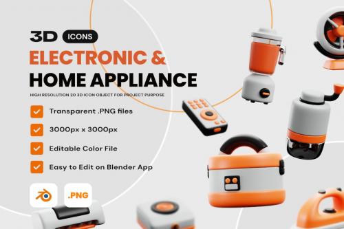 Electronic & Home Appliances 3D Icon Pack