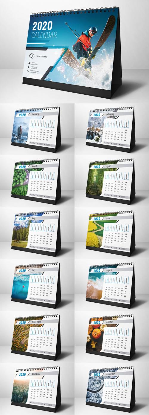 Adobe Stock - 2020 Desk Calendar Layout - 297371628