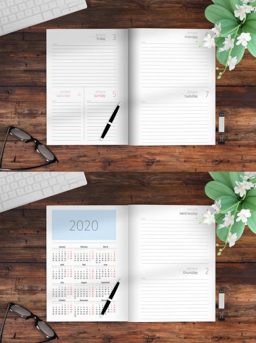 Adobe Stock - 2020 Agenda Layout with Red Accents - 297390870