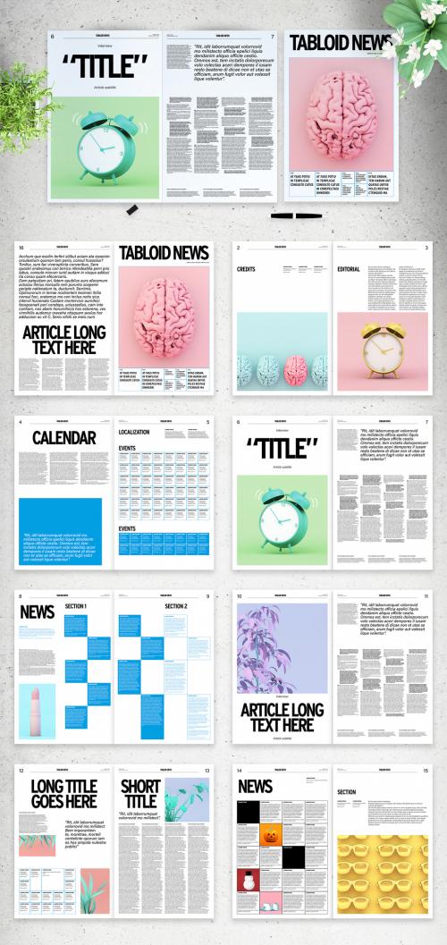 Adobe Stock - Newspaper Layout with Bold Text Elements - 297391641