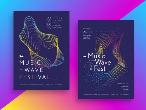 Adobe Stock - Music Festival Poster Layout Set with Geometric Shapes - 297416303