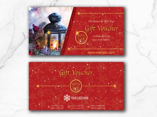Adobe Stock - Christmas Voucher with Red Accents - 298100030