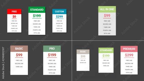 Adobe Stock - Pricing Tables - 298892187