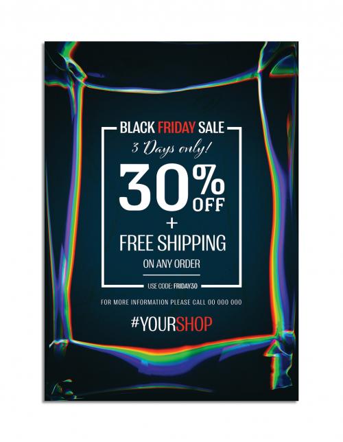 Adobe Stock - Black Friday Sale Poster Layout with Colorful Background Elements - 299136721
