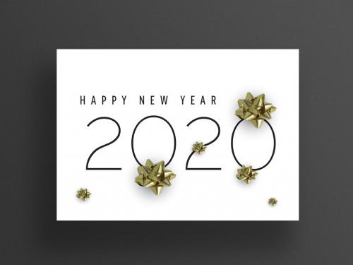 Adobe Stock - New Years Greeting Card Layout with Golden Stars Elements - 299593772