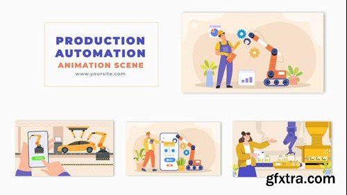 Videohive Vector Flat Design Production Automation Animation Scene 49457192