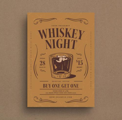 Adobe Stock - Whiskey Night Event Flyer Layout - 299775161