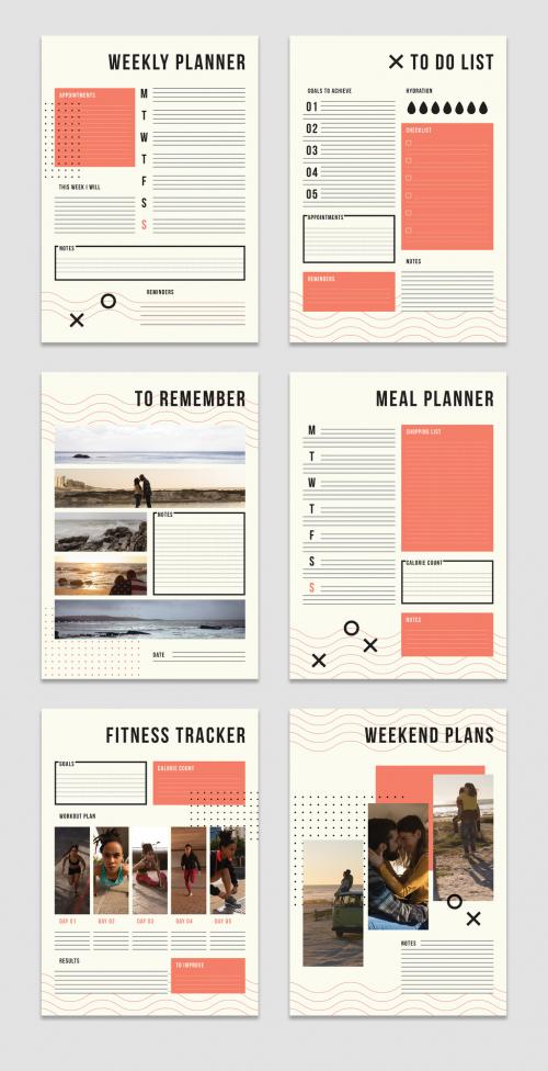 Adobe Stock - Planner Layout with Red Accents - 299820124