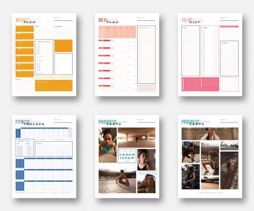 Adobe Stock - Planner Layout Set with Colorblock Elements - 299820179
