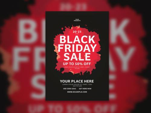 Adobe Stock - Black Friday Sale Flyer Layout with Red Element - 300694937