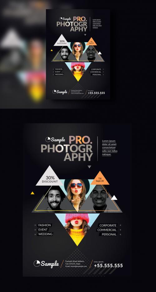 Adobe Stock - Black Portfolio Poster Layout with Triangle Masks - 300712901