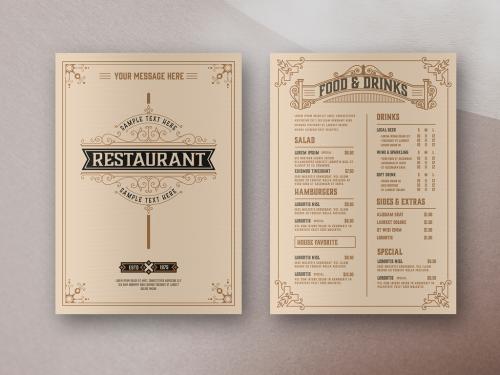 Adobe Stock - Restaurant Menu Layout with Ornamental Elements - 301438129