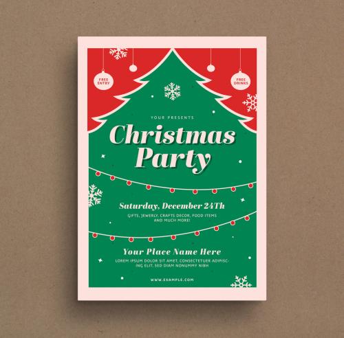 Adobe Stock - Retro Christmas Event Flyer Layout - 302045390