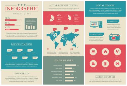 Adobe Stock - Infographic Set with Vintage Color Elements - 302521504