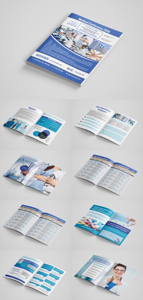 Adobe Stock - Medical Conference Brochure Layout with Blue Accents - 302741891