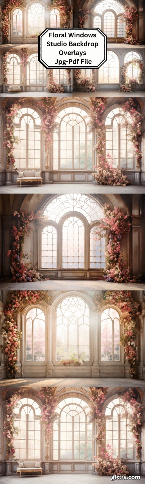 Floral Windows Studio Backdrop Overlays
