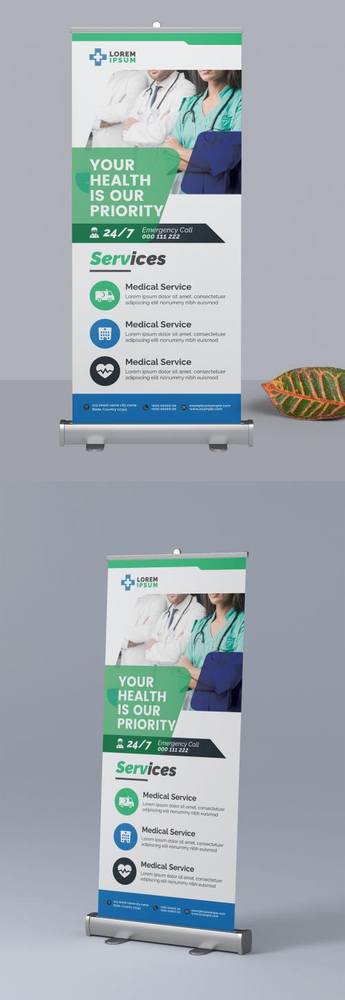 Adobe Stock - Medical Clinic Roll Up Banner Layout - 303626380
