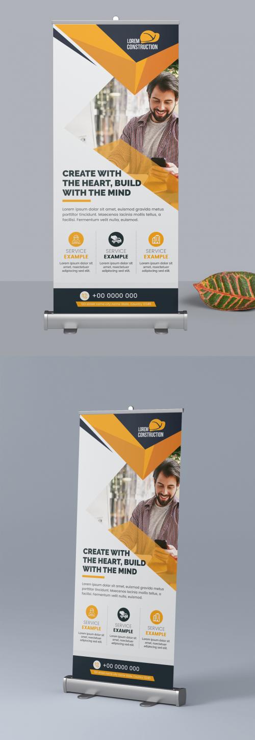 Adobe Stock - Simple Construction Roll Up Banner Layout with Orange Accents - 303626419