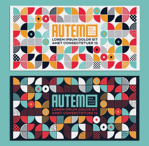 Adobe Stock - Colorful Geometric Flyer Layout with Grunge Texture - 303633608