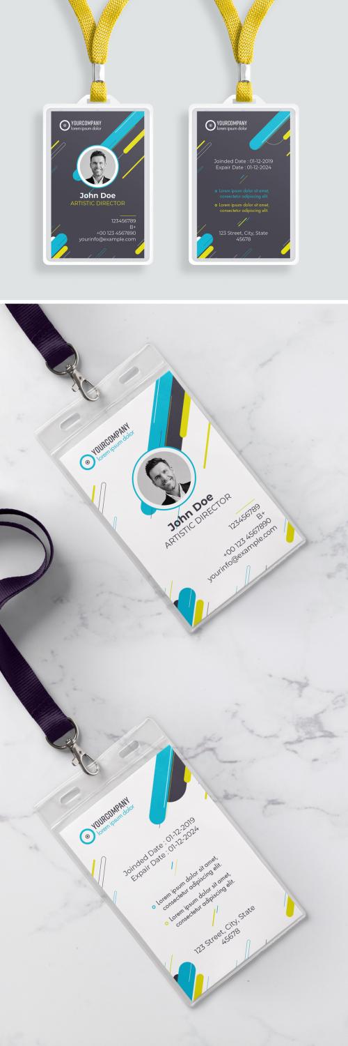 Adobe Stock - ID Card Layout with Colorful Elements - 303658582