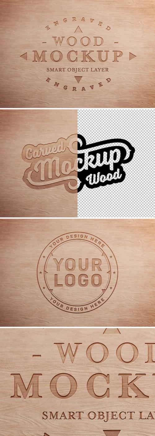 Adobe Stock - Engraved Wood Text Effect Mockup - 304758134