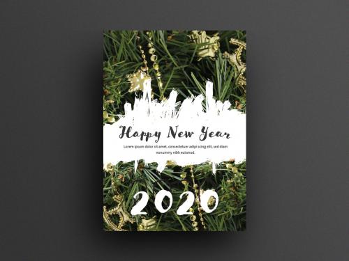 Adobe Stock - New Years Card with Christmas Greenery - 304798778