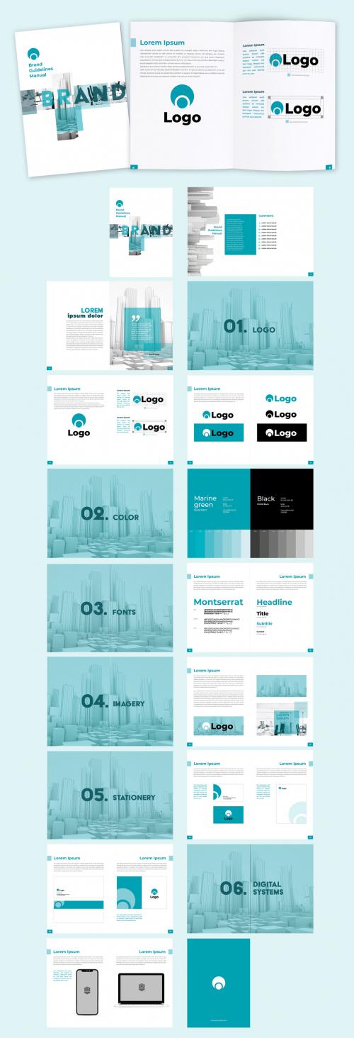 Adobe Stock - Teal and White Style Guide Layout - 304812097