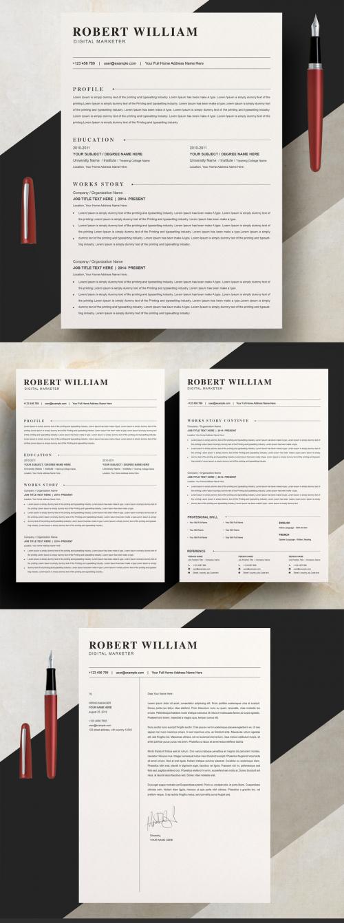 Adobe Stock - Clean Resume Layout with Cover Letter - 305756387
