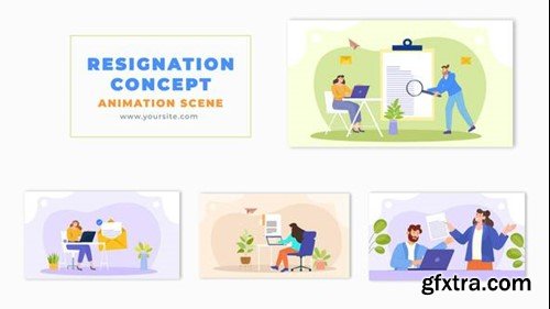 Videohive Employee Resignation Concept Flat Design Animation Scene 49459249