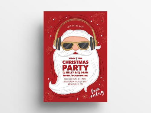 Adobe Stock - Christmas Party Flyer Poster with Santa Dj - 305985431