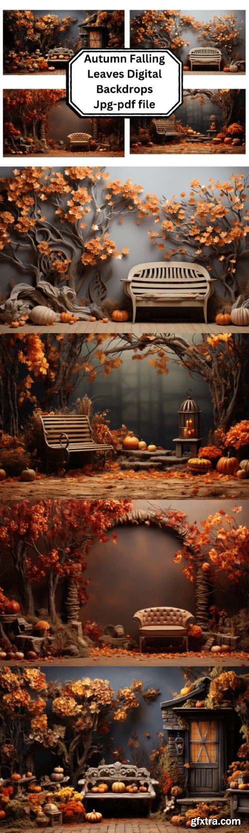 Autumn Falling Leaves Digital Backdrops