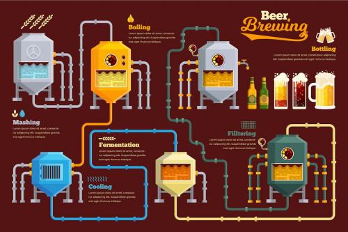 Beer Brewing Infographic PSD and AI Vector