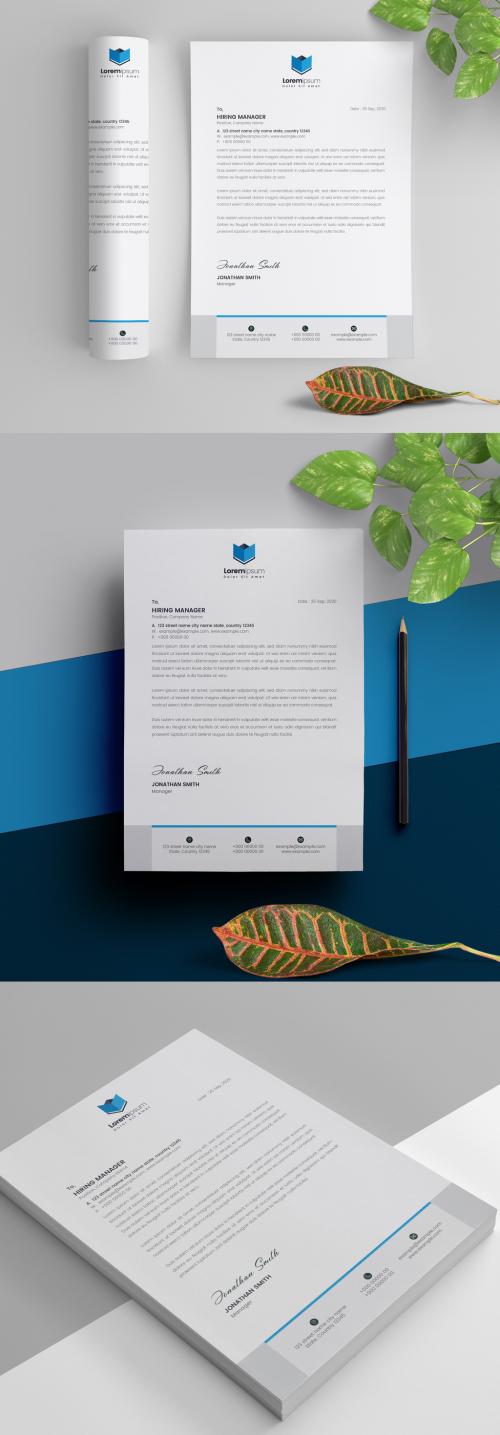 Adobe Stock - Letterhead Layout with Blue Accents - 307663969