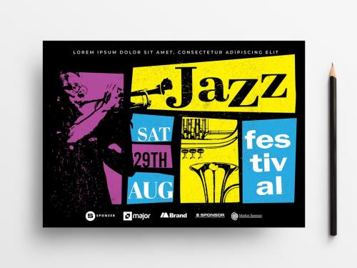Adobe Stock - Retro Jazz Night Flyer Layout - 307929089