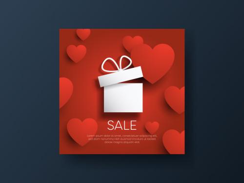 Adobe Stock - Valentine Sale Card Layout with Present - 308534361