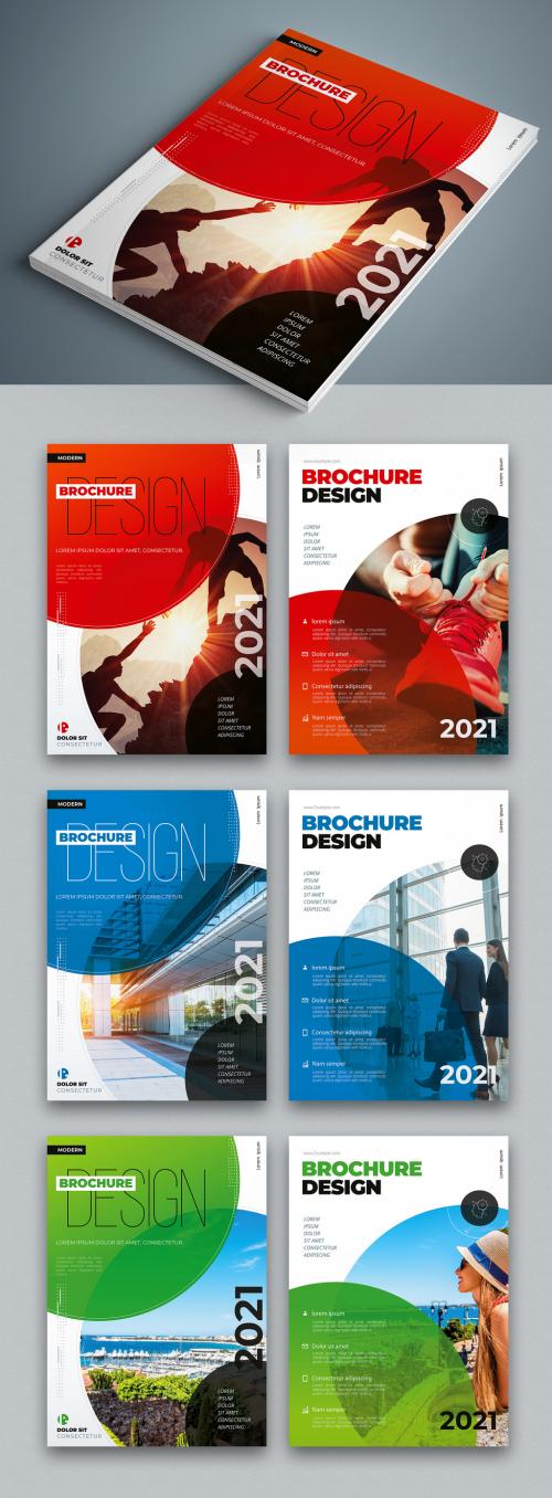 Adobe Stock - Business Report Cover Layout Set with Circular Elements - 308989250